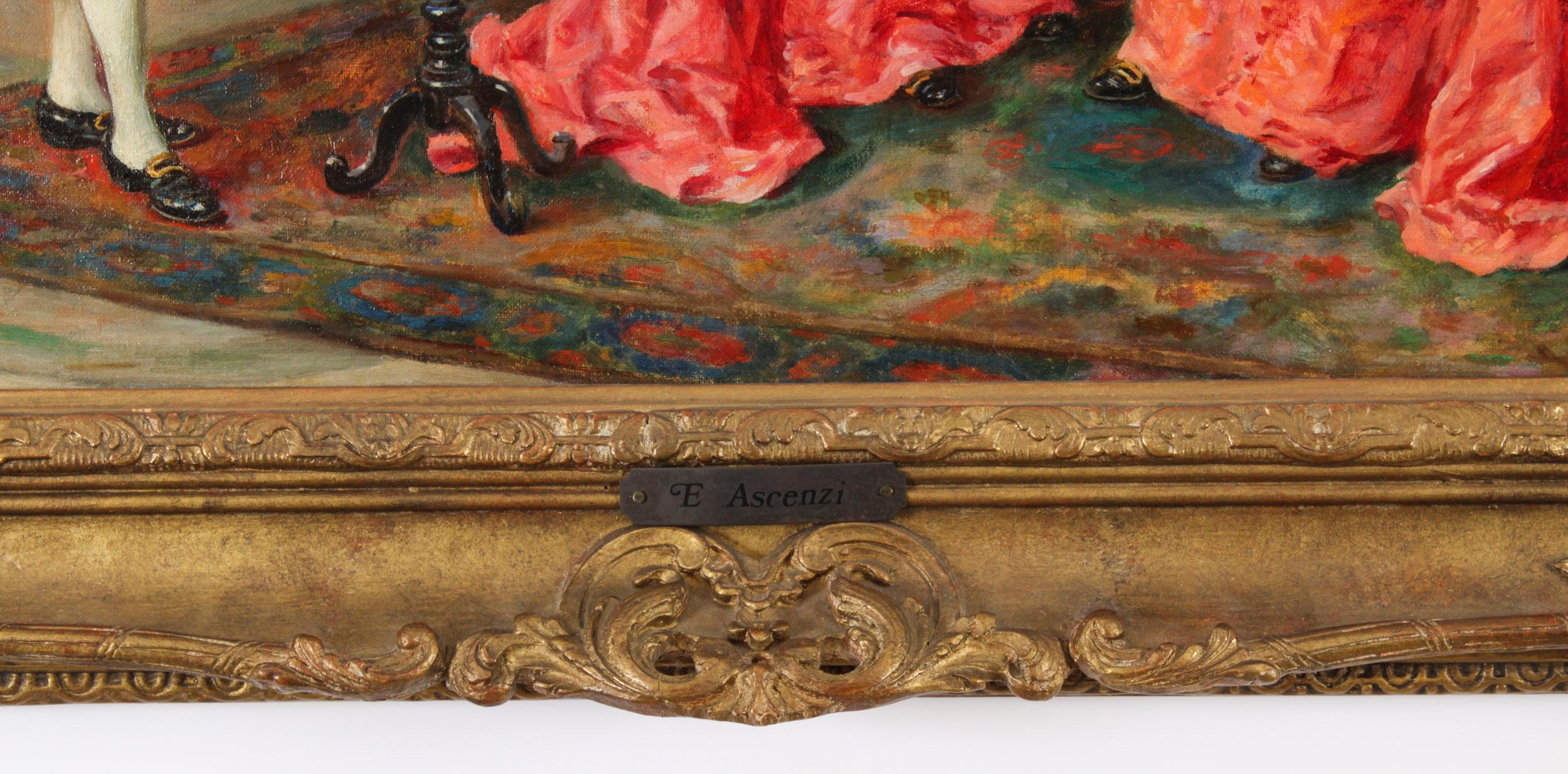 Antikes italienisches Ölgemälde Geigenkonzert Ettore Ascenzi 19. im Angebot 3