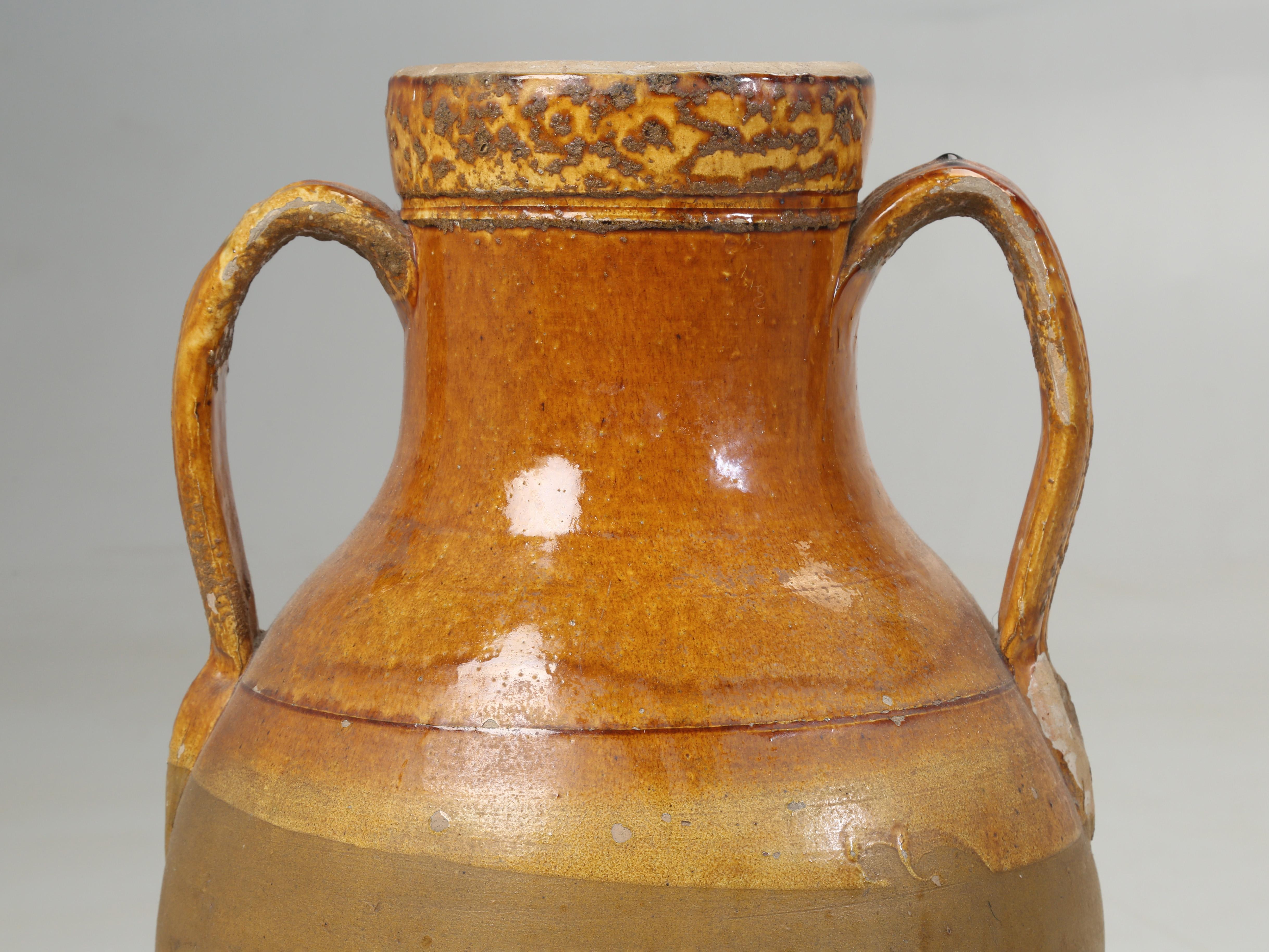 Hand-Carved Antique Italian Olive Oil Jar, or an Amphora in Exceptional Original Condition For Sale