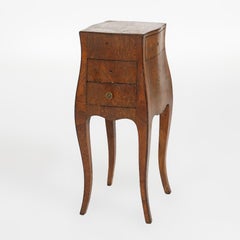 Antique Italian Olive Wood Bombe Three Drawer Side Stand Circa 1900