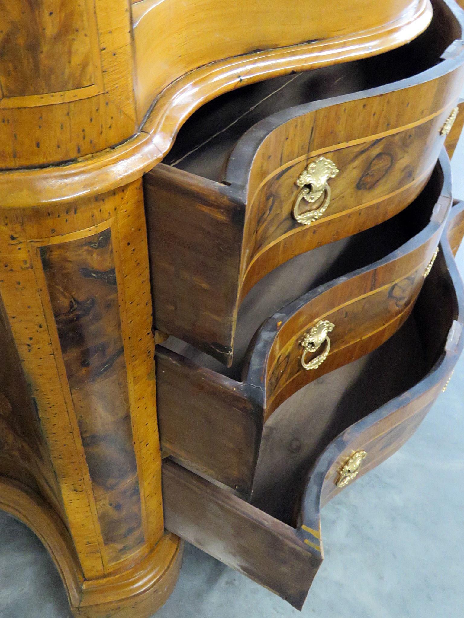 Antique 1840s Italian Olivewood Secretary Desk with Chunky locks Brass Hinges 3