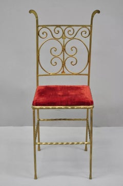 Antique Italian or Spanish Hollywood Regency Gold Iron Gothic Small Side Chair
