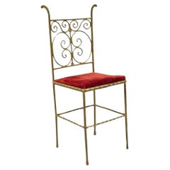 Antique Italian or Spanish Hollywood Regency Gold Iron Gothic Small Side Chair