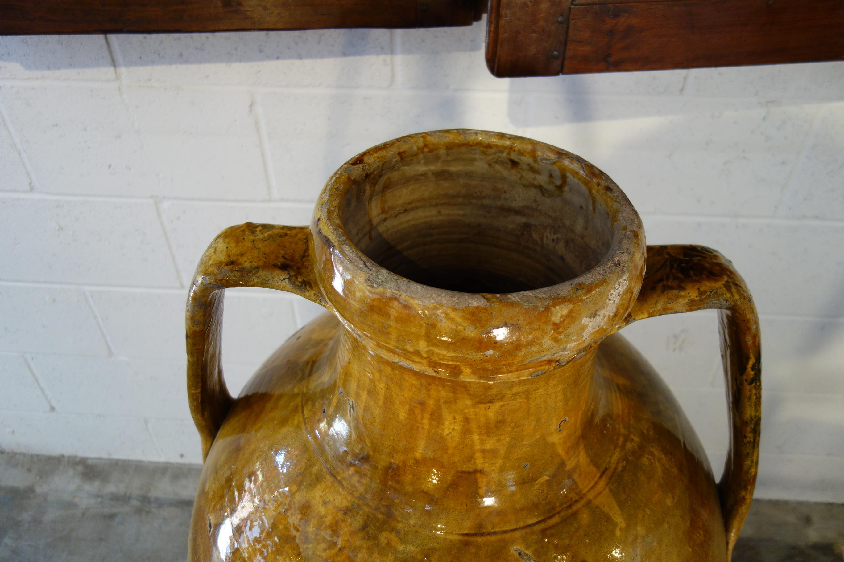 Antique Italian Orcio Puglia Large Jar with Umber Ochre Glaze 8