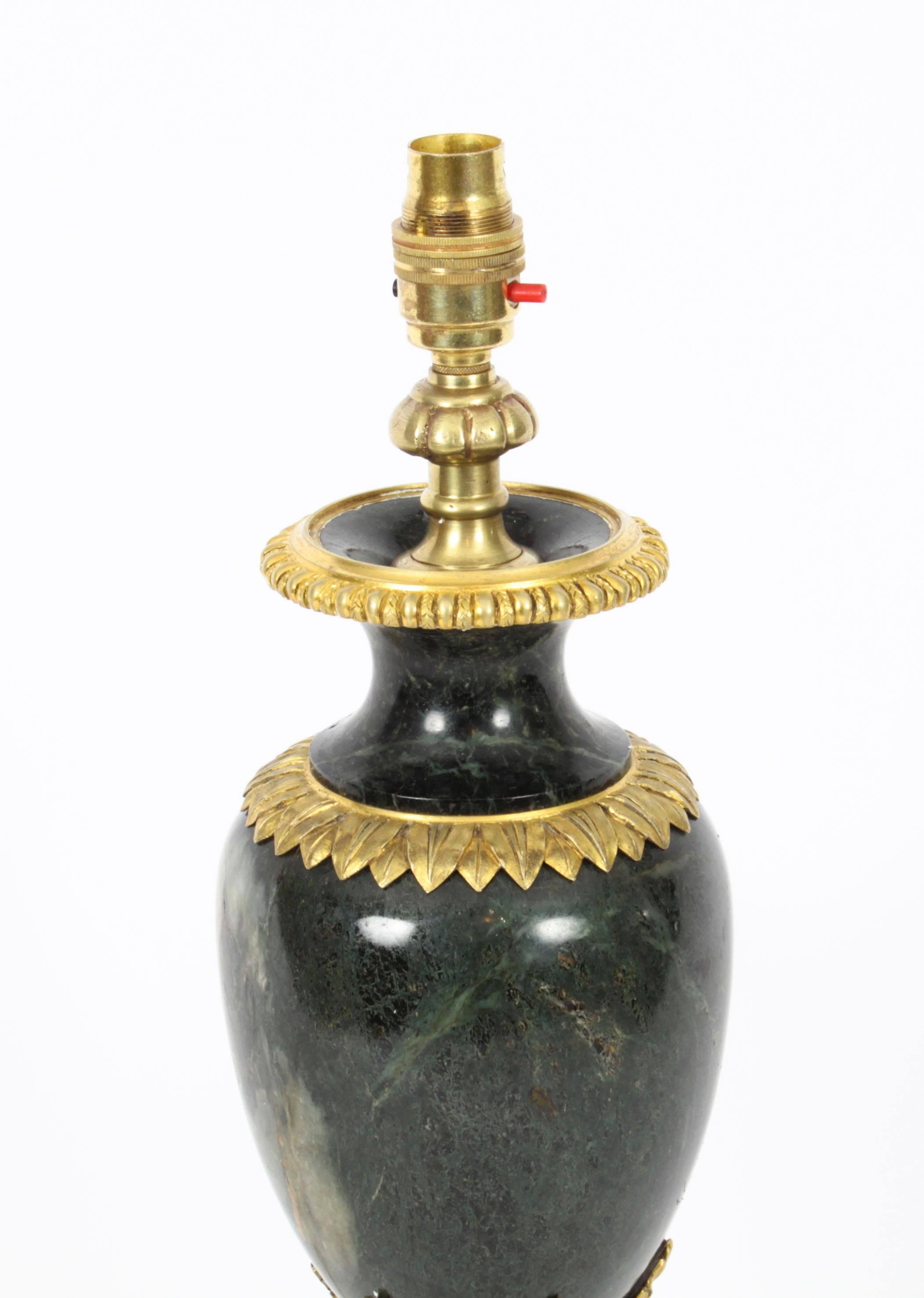 Late 19th Century Antique Italian Ormolu Mounted Marble Table Lamp 19th Century For Sale