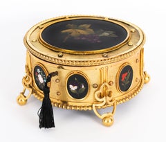 Antique Italian Ormolu & Pietra Dura Jewellery Casket 19th Century