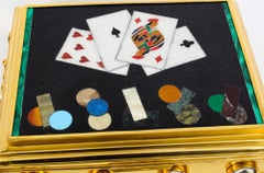 Antique Italian Ormolu & Pietra Dura Poker Card Games Casket 19th C