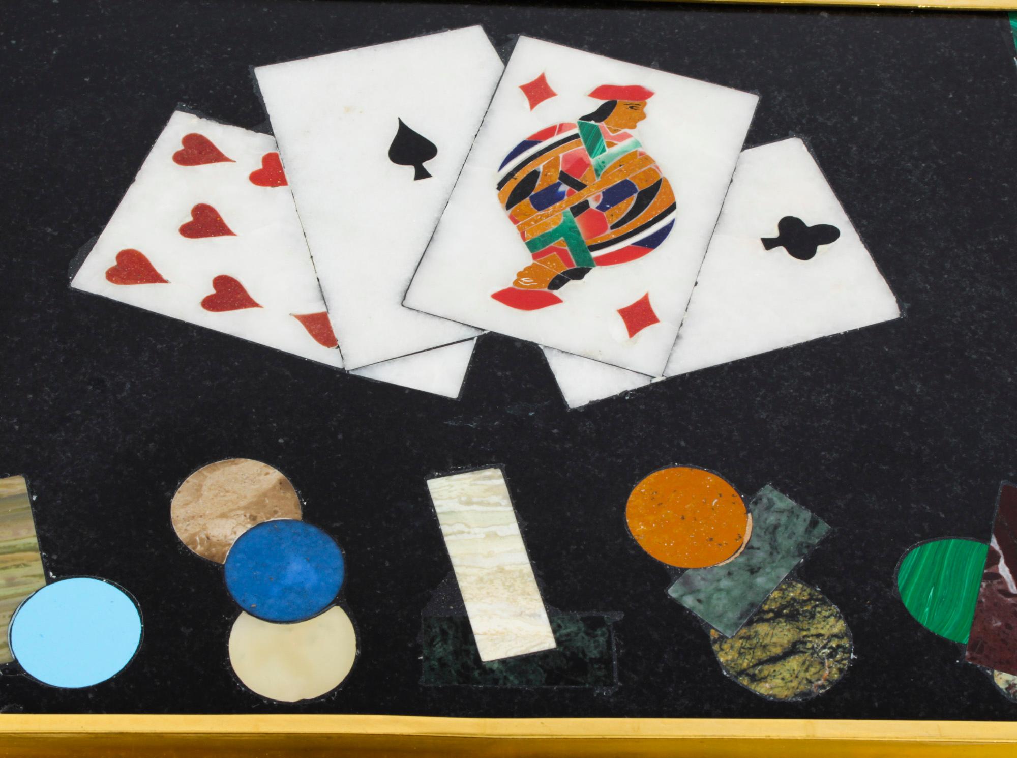 Antique Italian Ormolu & Pietra Dura Poker Card Games Casket 19th C In Good Condition In London, GB