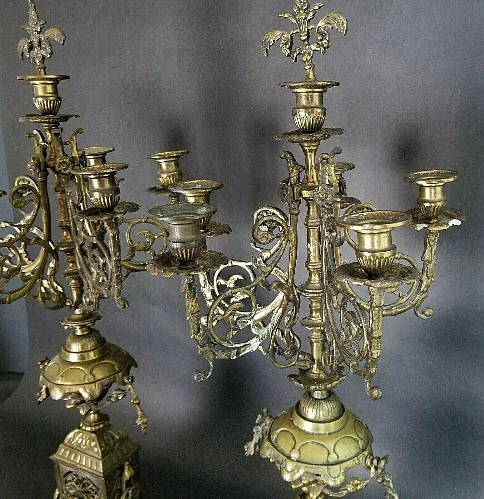 Antique Italian Ornate Bronze French Louis XV Rococo 6 Candelabri a Punta In condizioni buone in vendita a Lake Worth, FL