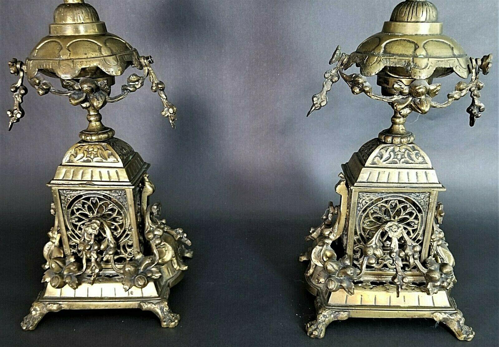 Antique Italian Ornate Bronze French Louis XV Rococo 6 Point Candelabras For Sale 1