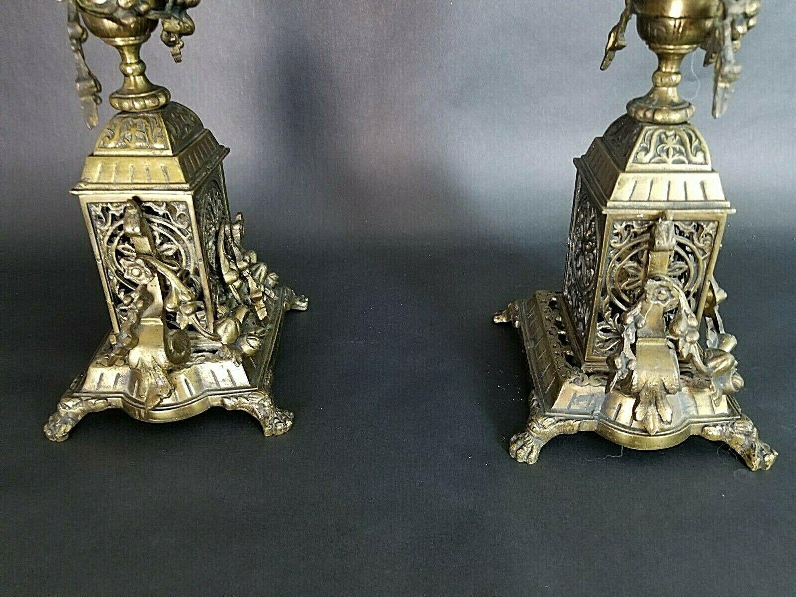 Antique Italian Ornate Bronze French Louis XV Rococo 6 Point Candelabras For Sale 2