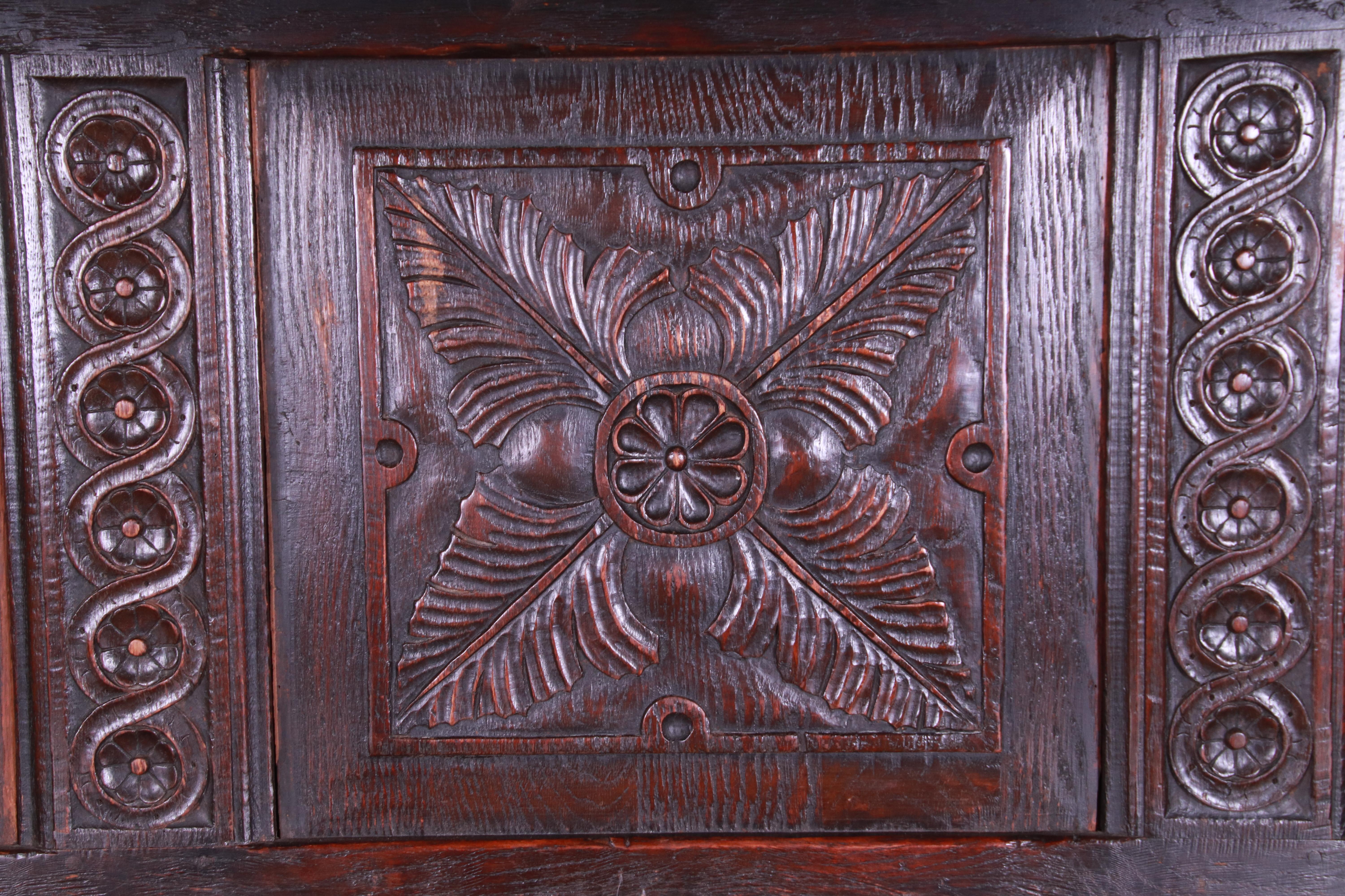 Antique Italian Ornate Carved Oak Sideboard or Bar Cabinet, circa 1800 6