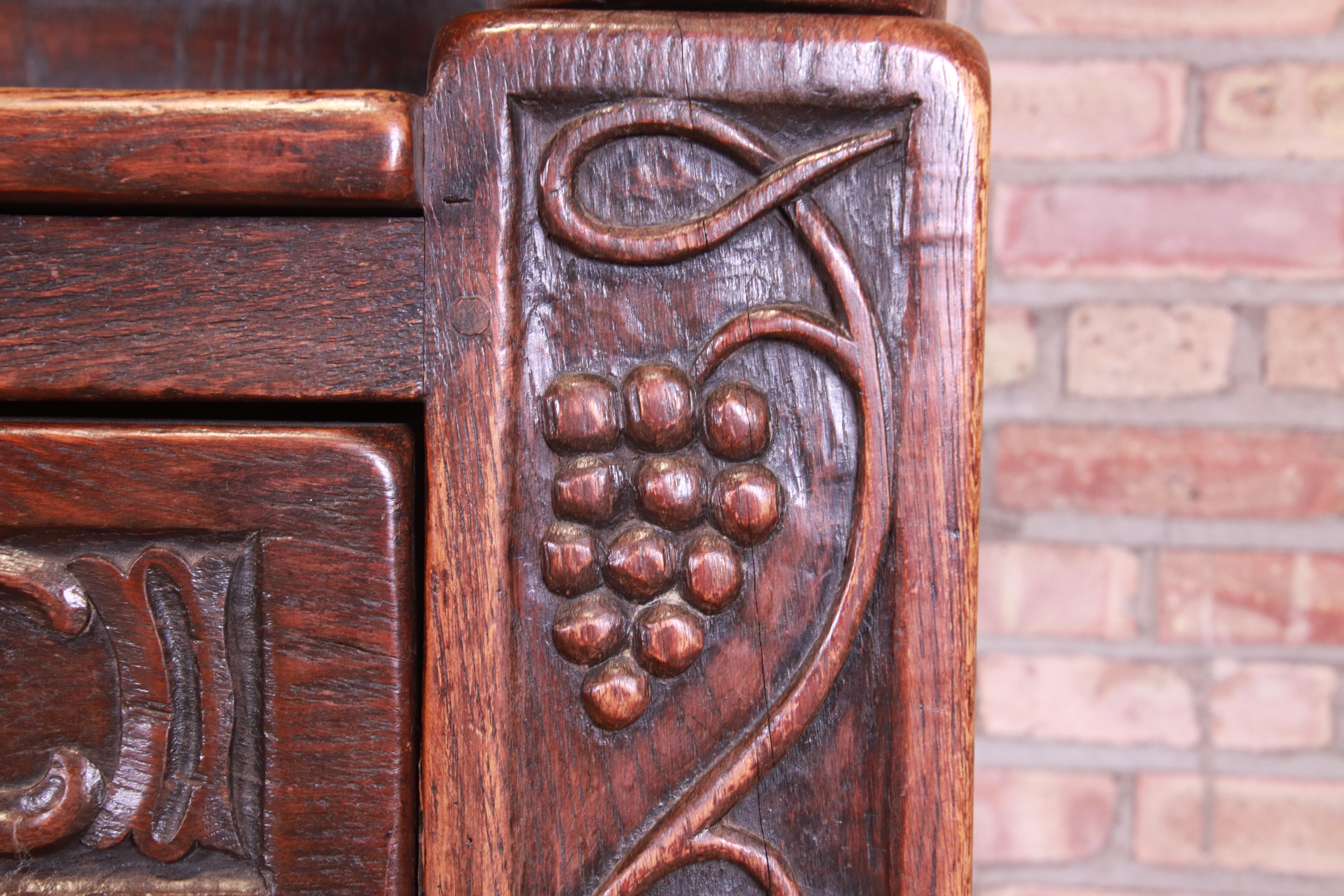 Antique Italian Ornate Carved Oak Sideboard or Bar Cabinet, circa 1800 8