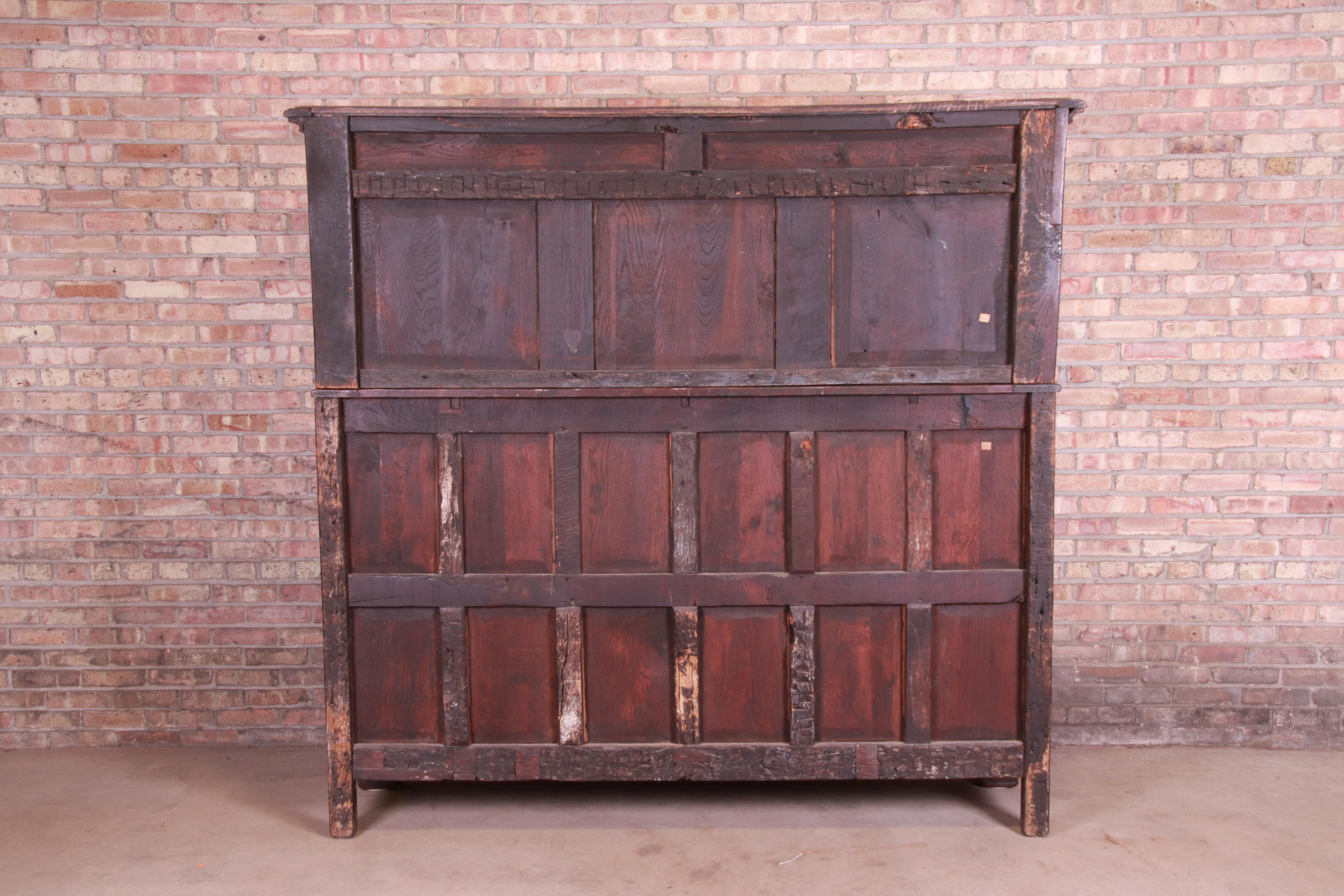 Antique Italian Ornate Carved Oak Sideboard or Bar Cabinet, circa 1800 12