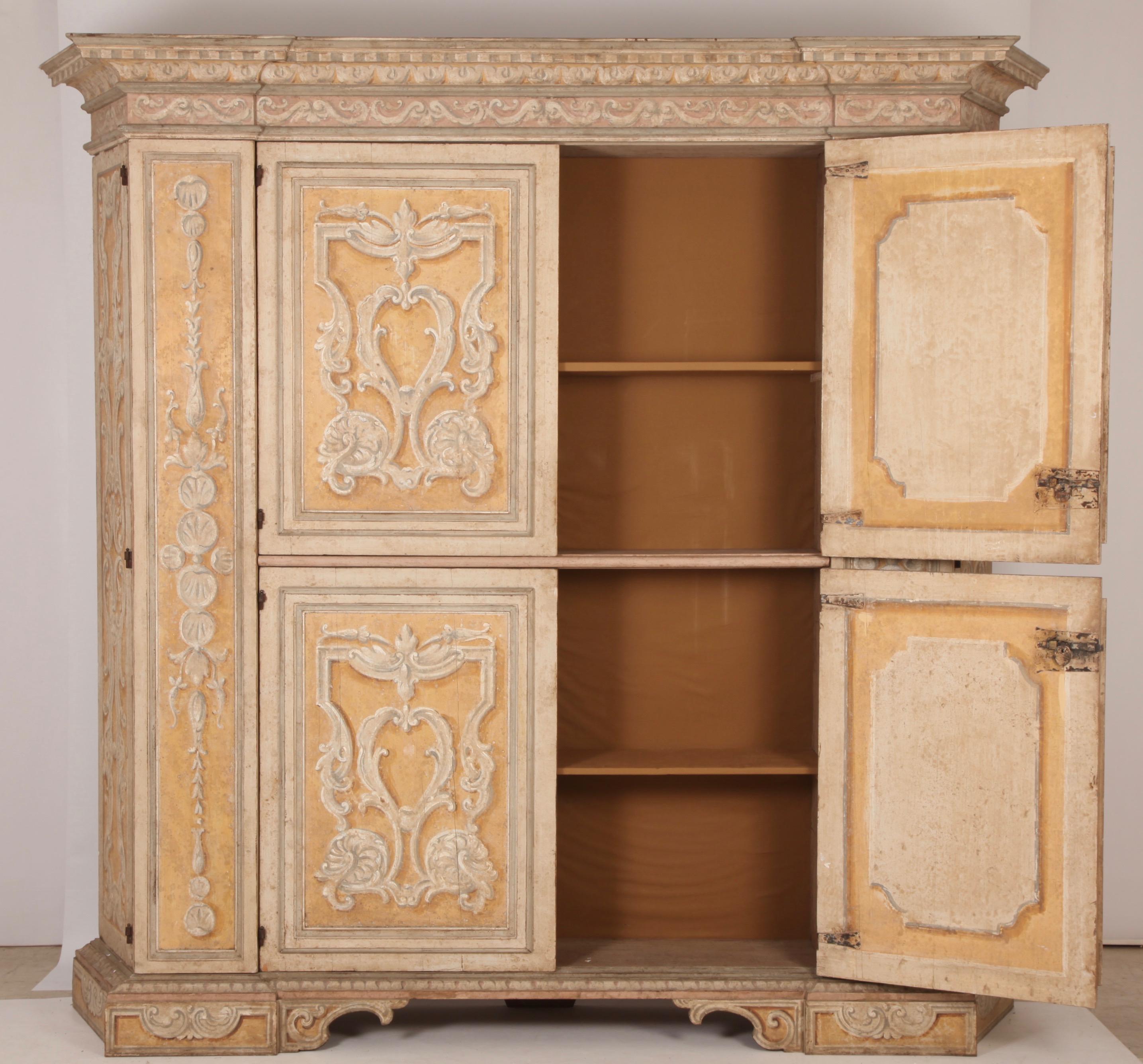 19th Century Antique Italian Painted Cabinet from Tuscany