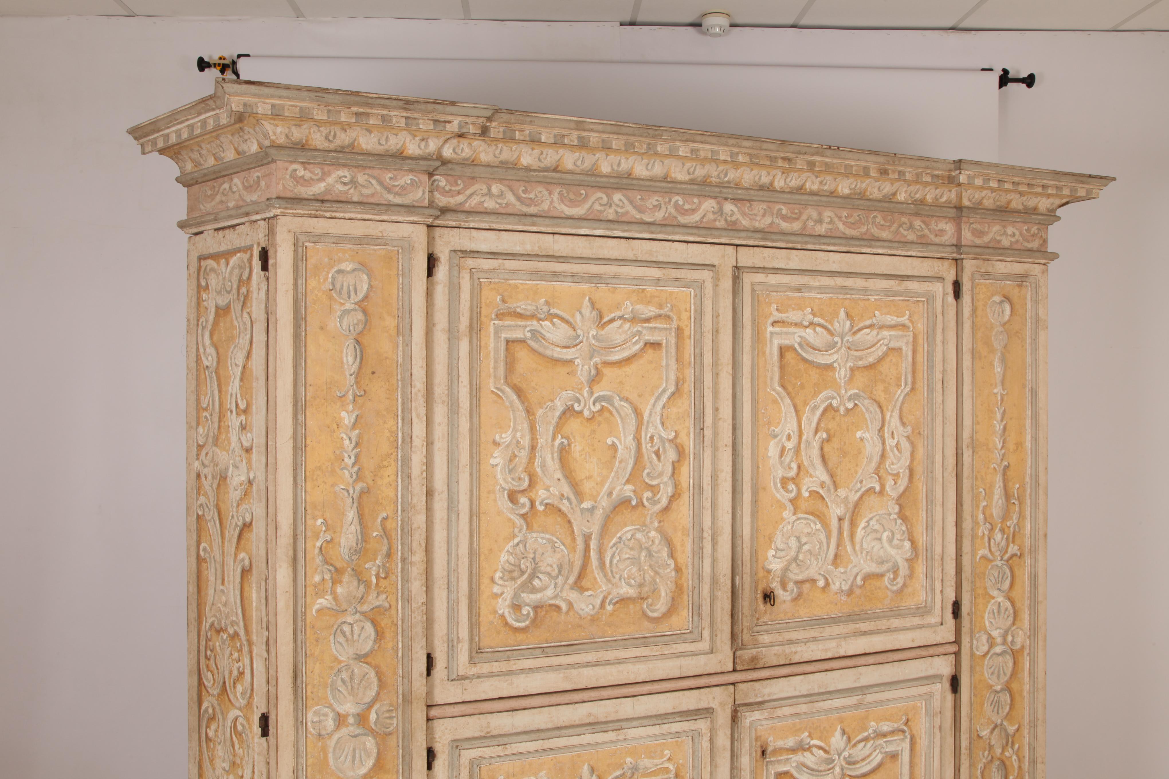 Wood Antique Italian Painted Cabinet from Tuscany