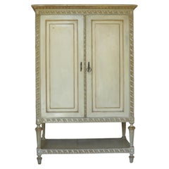 Antique Italian Painted Cabinet With Gold Leaf Accents, Circa 1930s