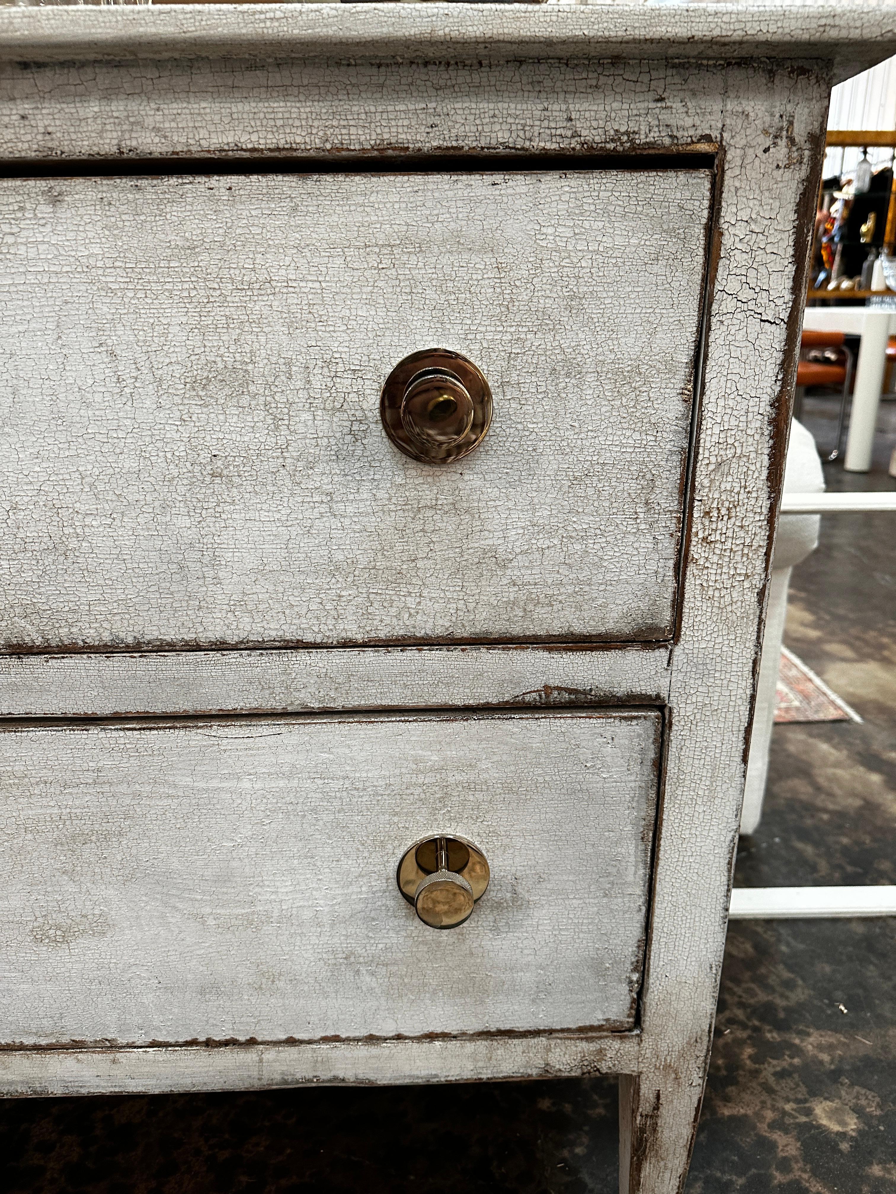 French Provincial Antique Italian Painted Chest with nickel knobs For Sale
