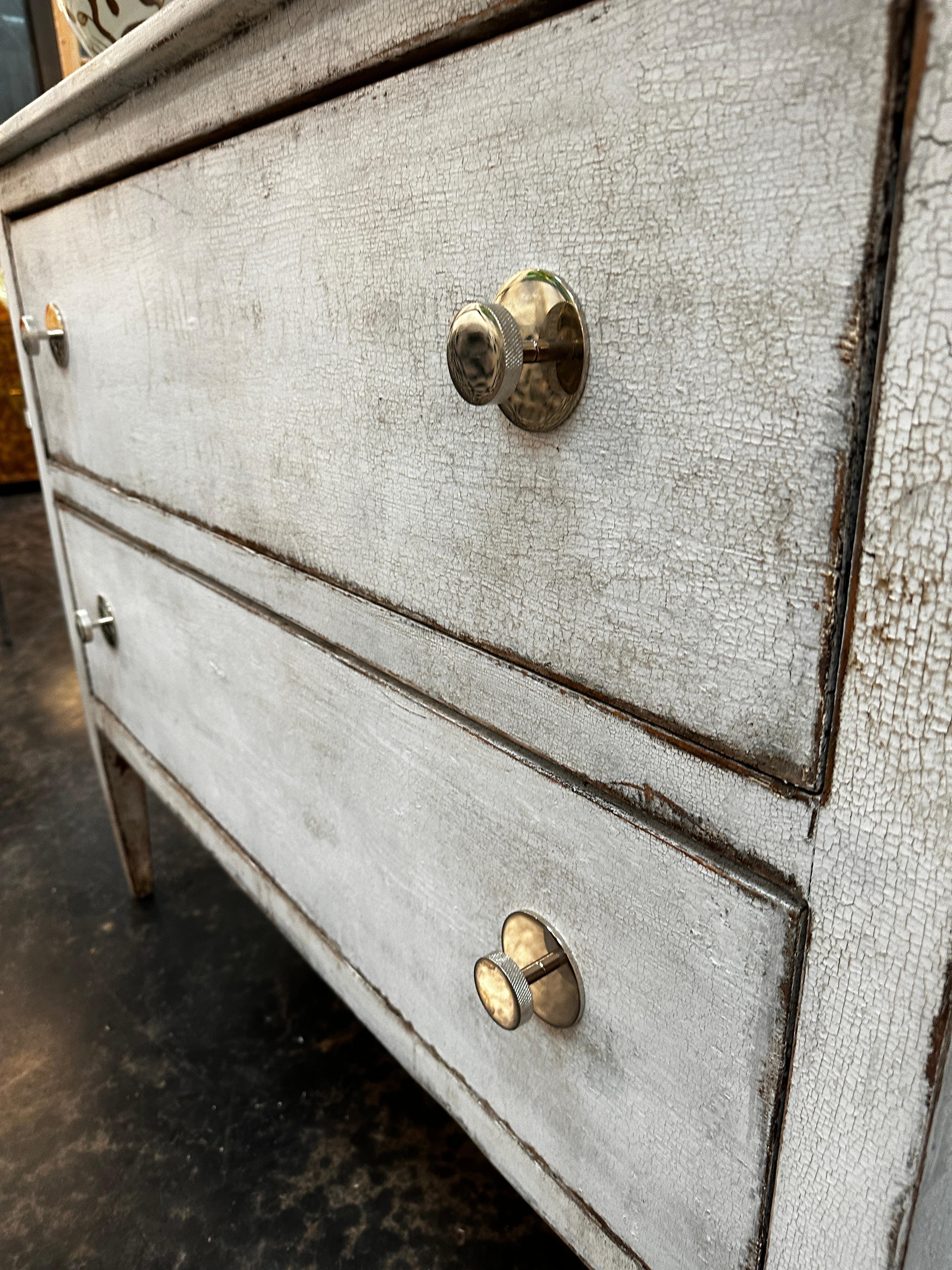 Antique Italian Painted Chest with nickel knobs For Sale 1