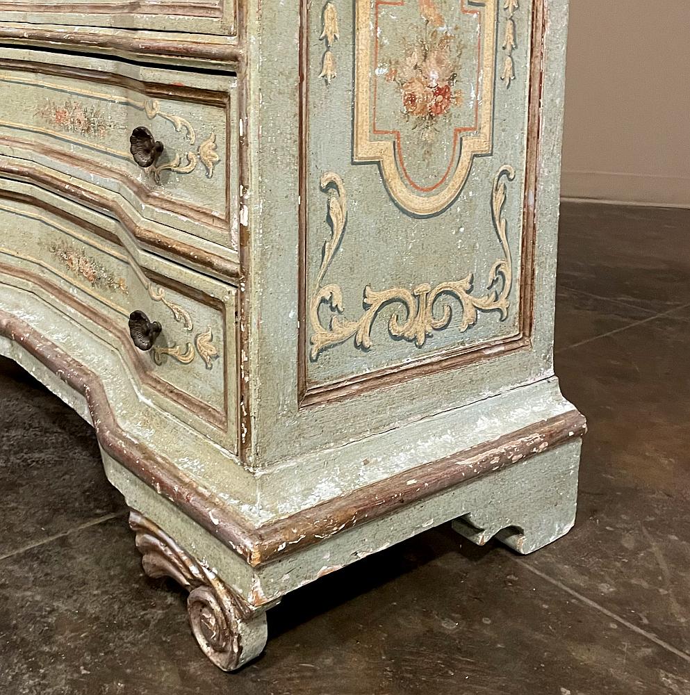 Antique Italian Painted Commode with Faux Painted Marble Top For Sale 4