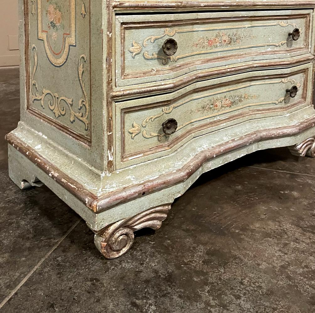 Antique Italian Painted Commode with Faux Painted Marble Top For Sale 6