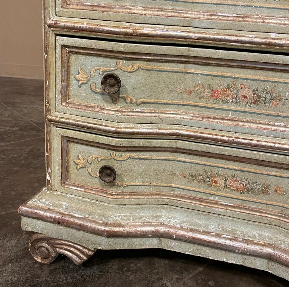 Antique Italian Painted Commode with Faux Painted Marble Top For Sale 8