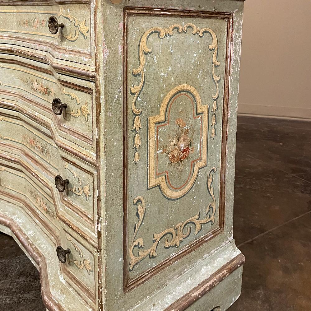 Antique Italian Painted Commode with Faux Painted Marble Top For Sale 9