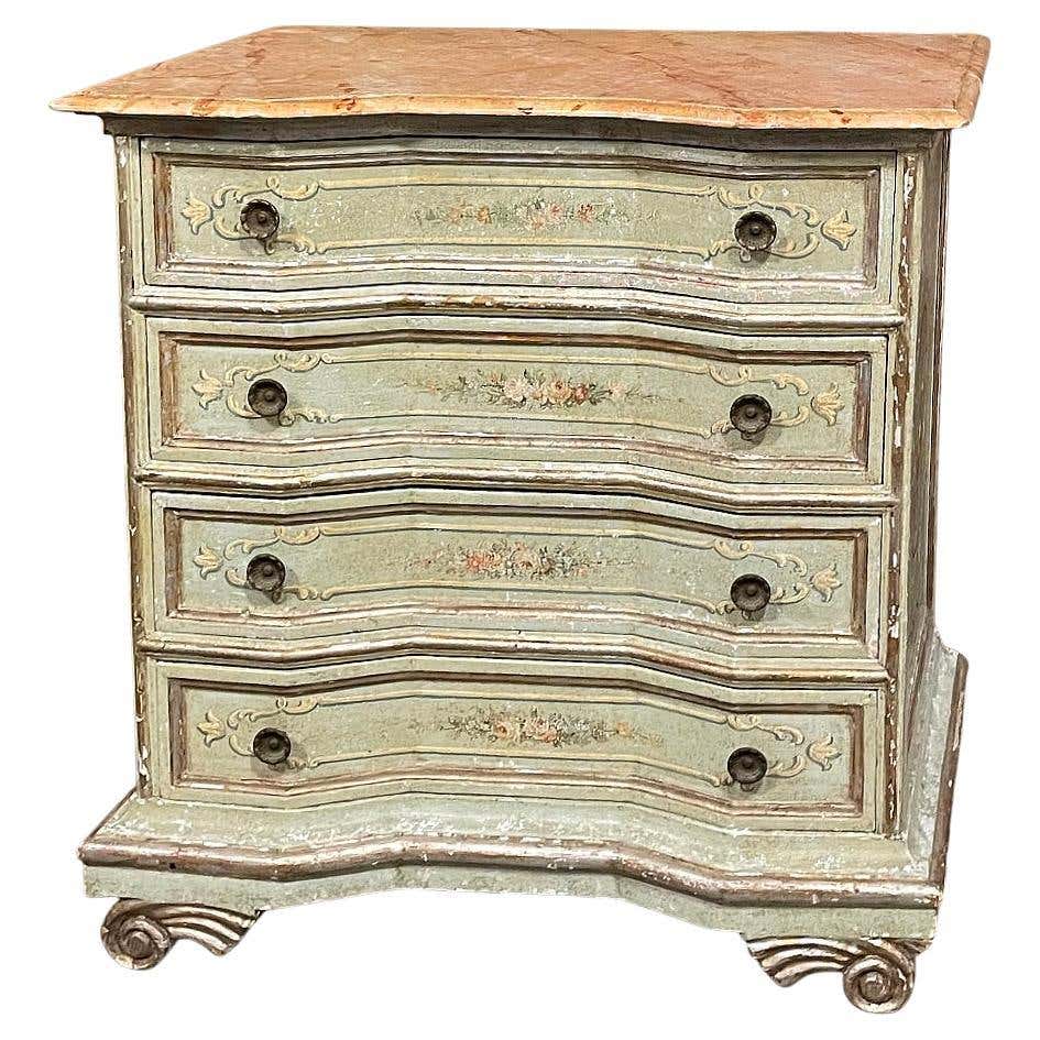 Painted Italian Marble Top Commode For Sale at 1stDibs
