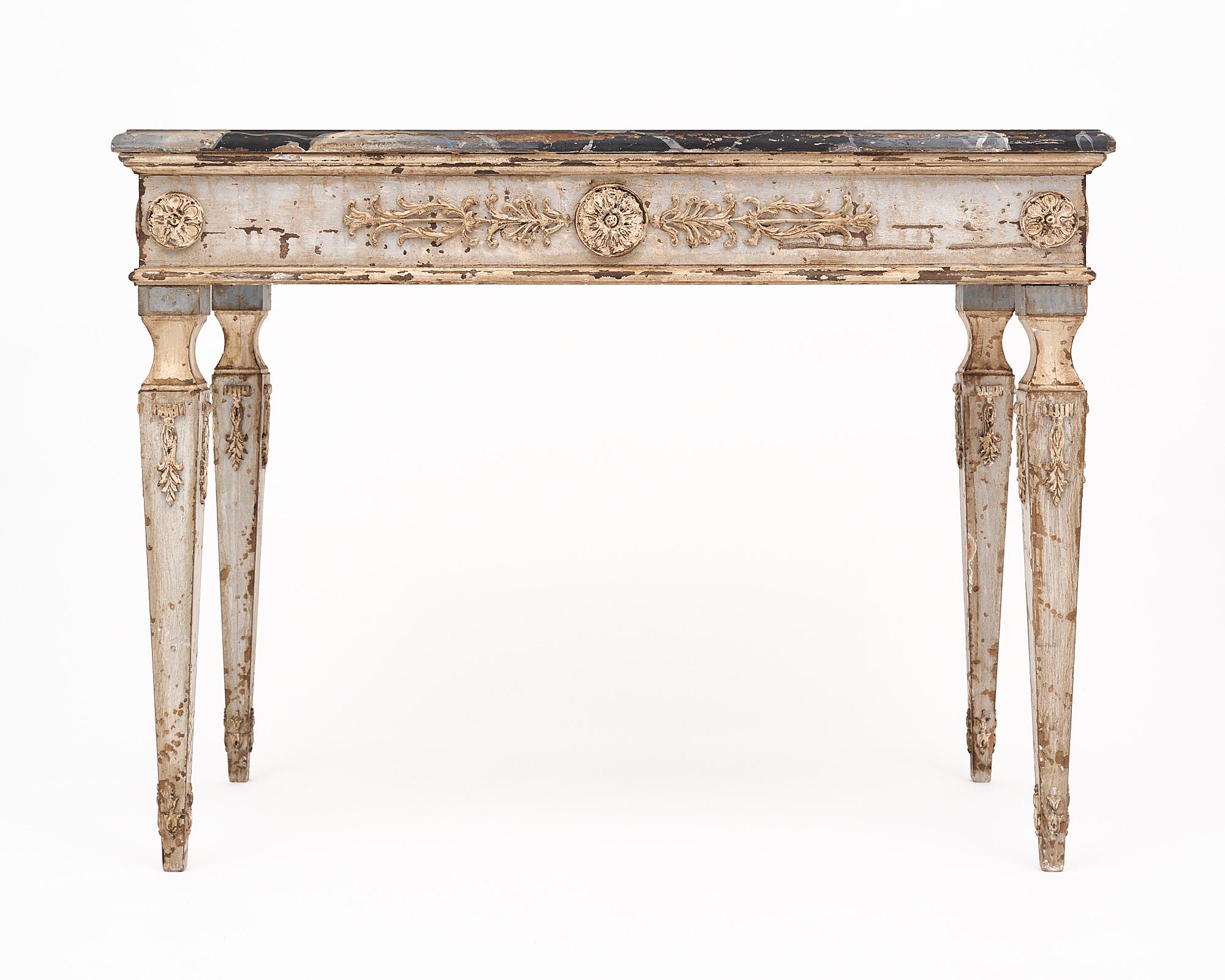 Wood Antique Italian Painted Console For Sale