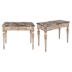 Antique Italian Painted Consoles, Faux Marble, Hand-Painted