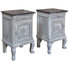 Antique Italian Painted Marble-Top Nightstands