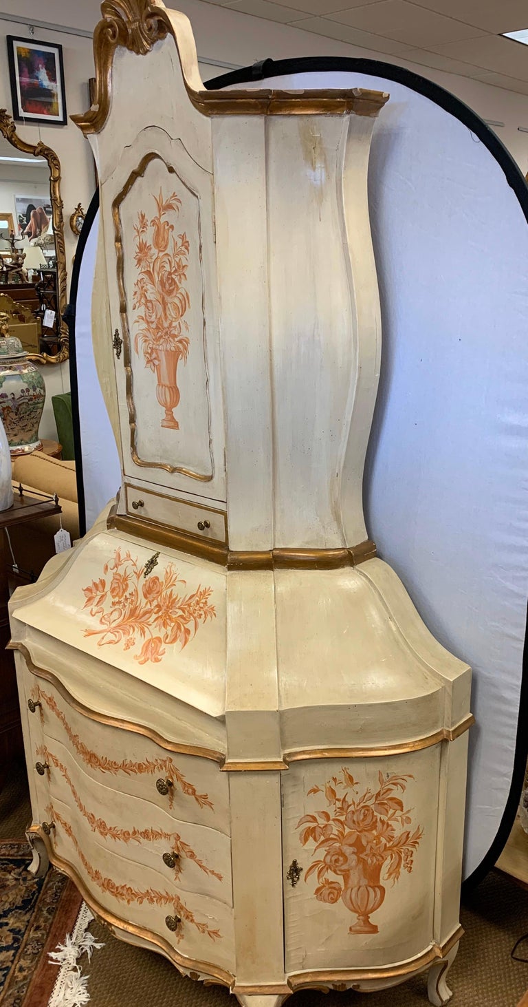 Antique Italian Painted Secretary Desk Bookcase For Sale At 1stdibs