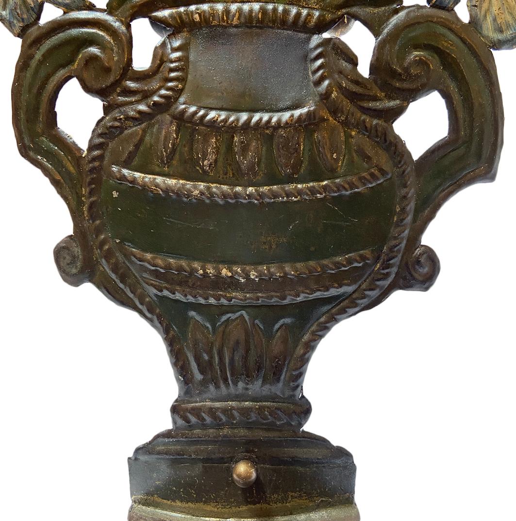 Metal Antique Italian Painted Tole Table Lamp For Sale