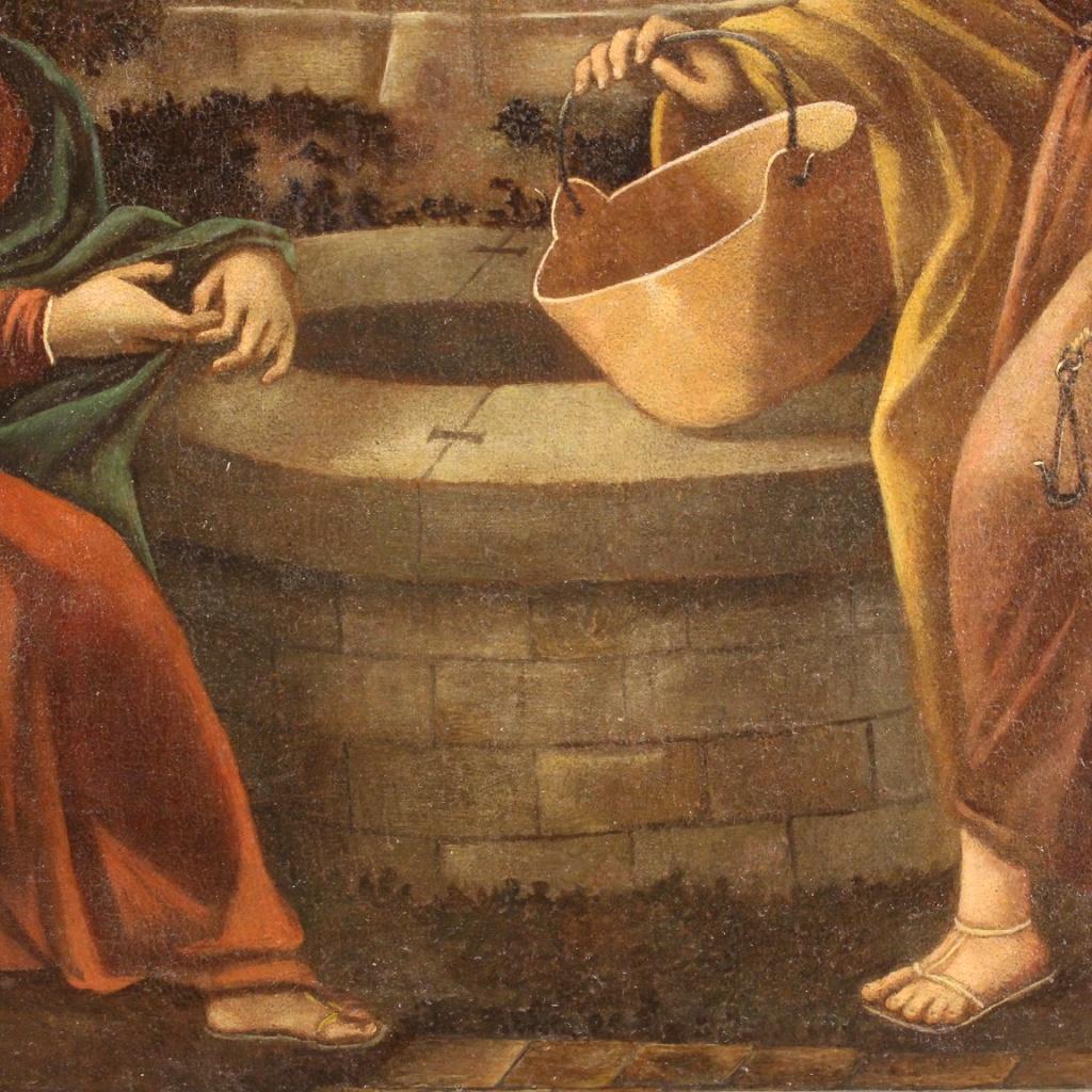 Antique Italian Painting Jesus and the Samaritan Woman at the Well, 18th Century For Sale 7