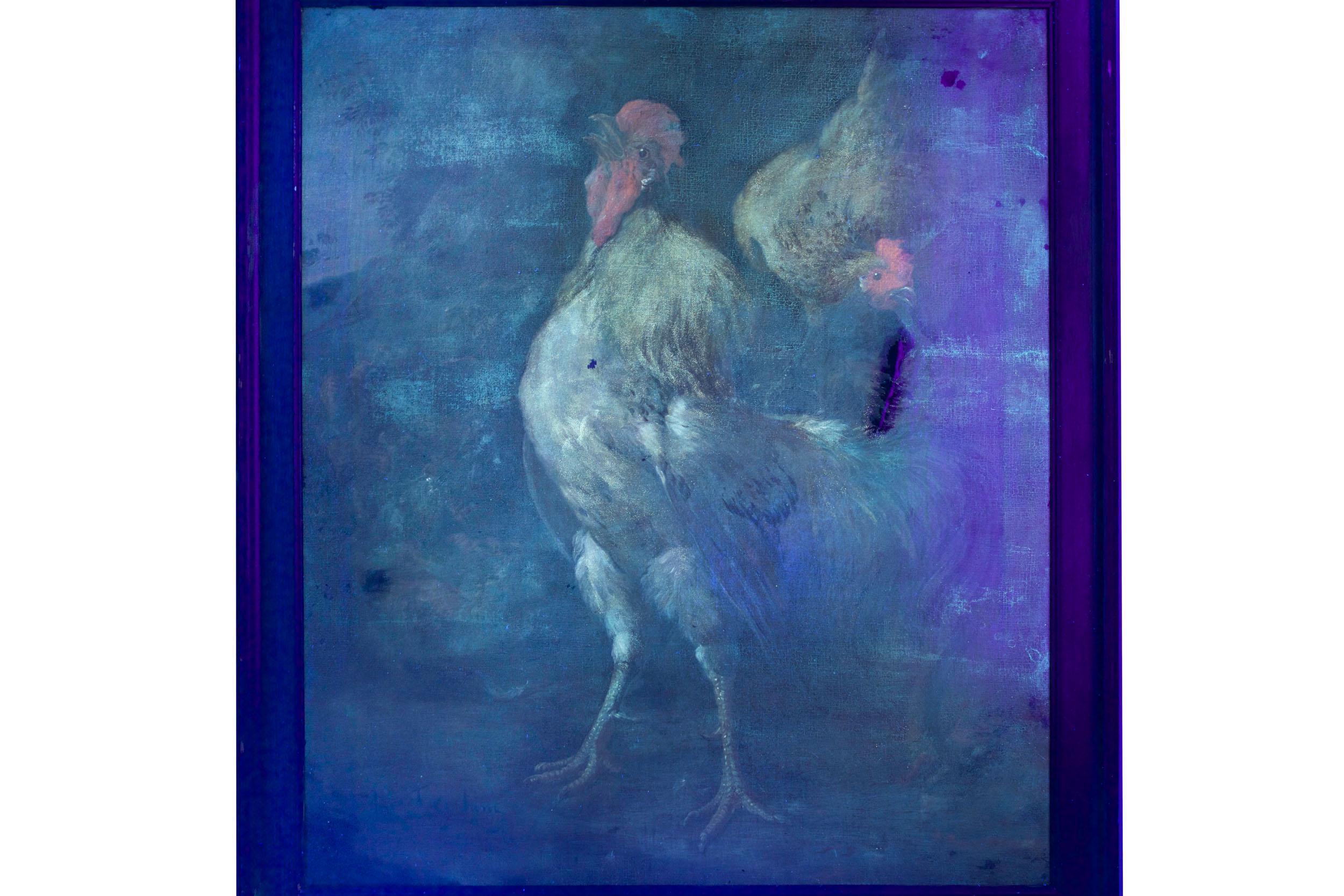 Antique Italian Painting of Rooster 