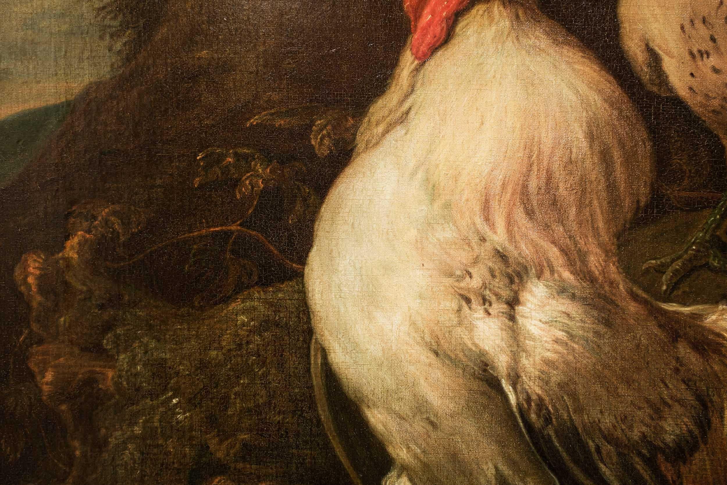 Antique Italian Painting of Rooster 