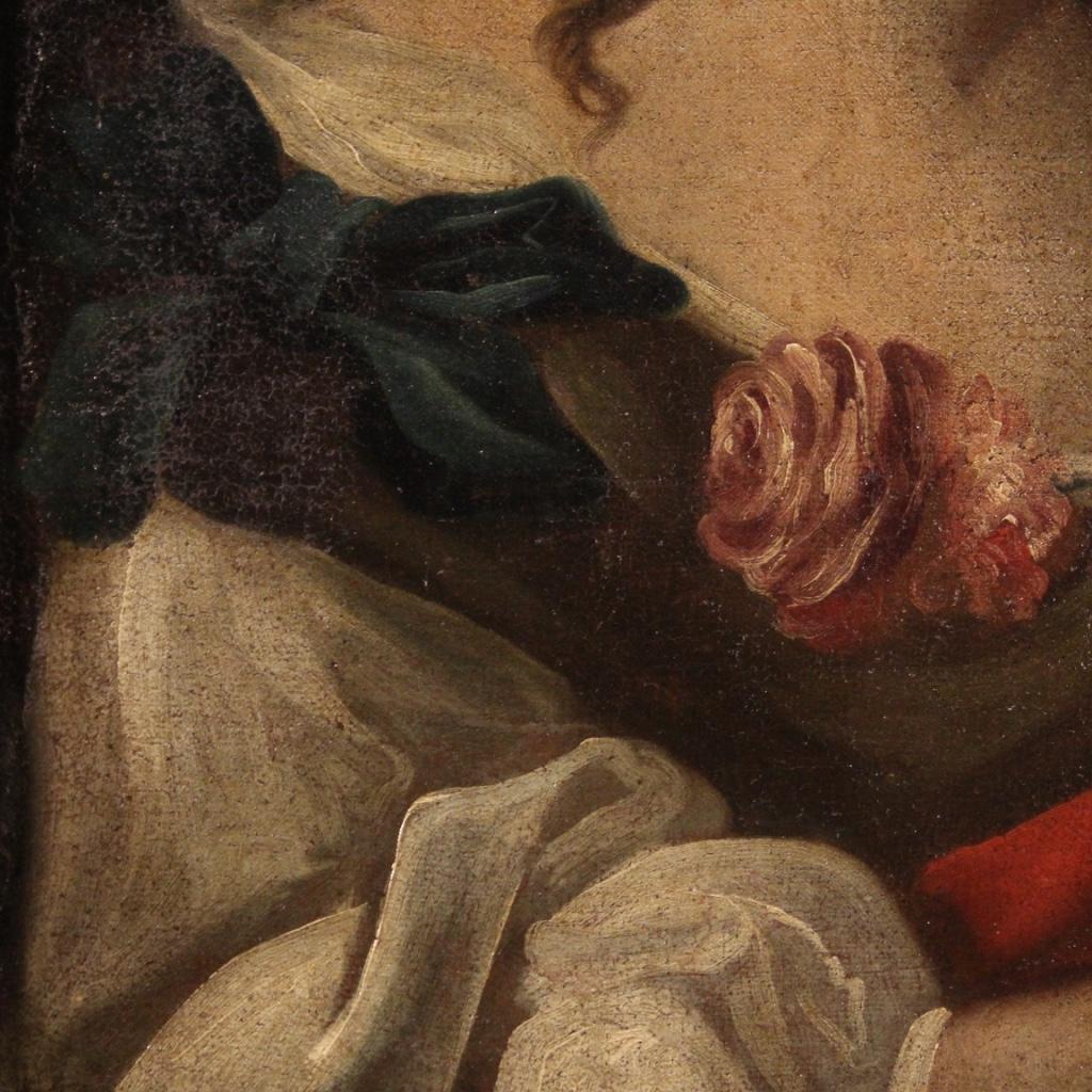 Portrait italien ancien d'une jeune fille du 18ème siècle en vente 2