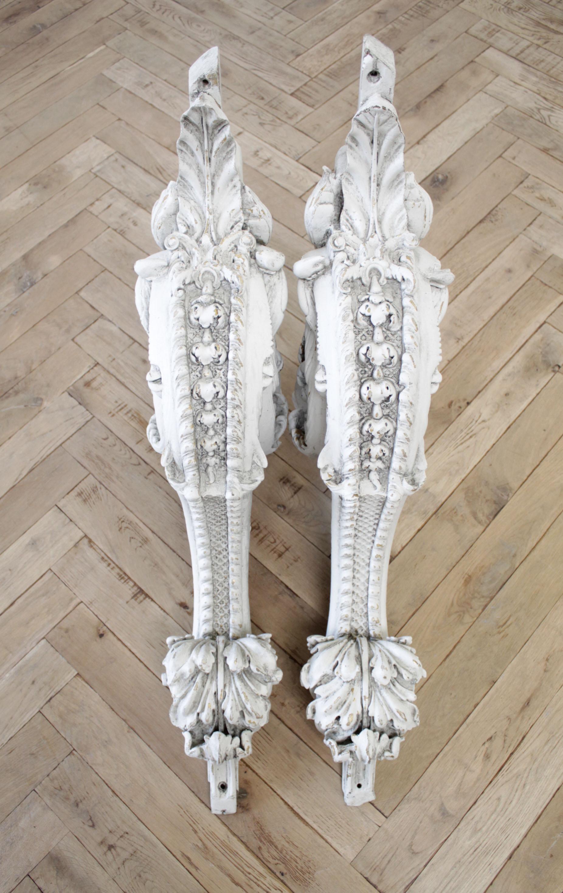 Antique Italian Pair of Carved Architectural Corbels 1