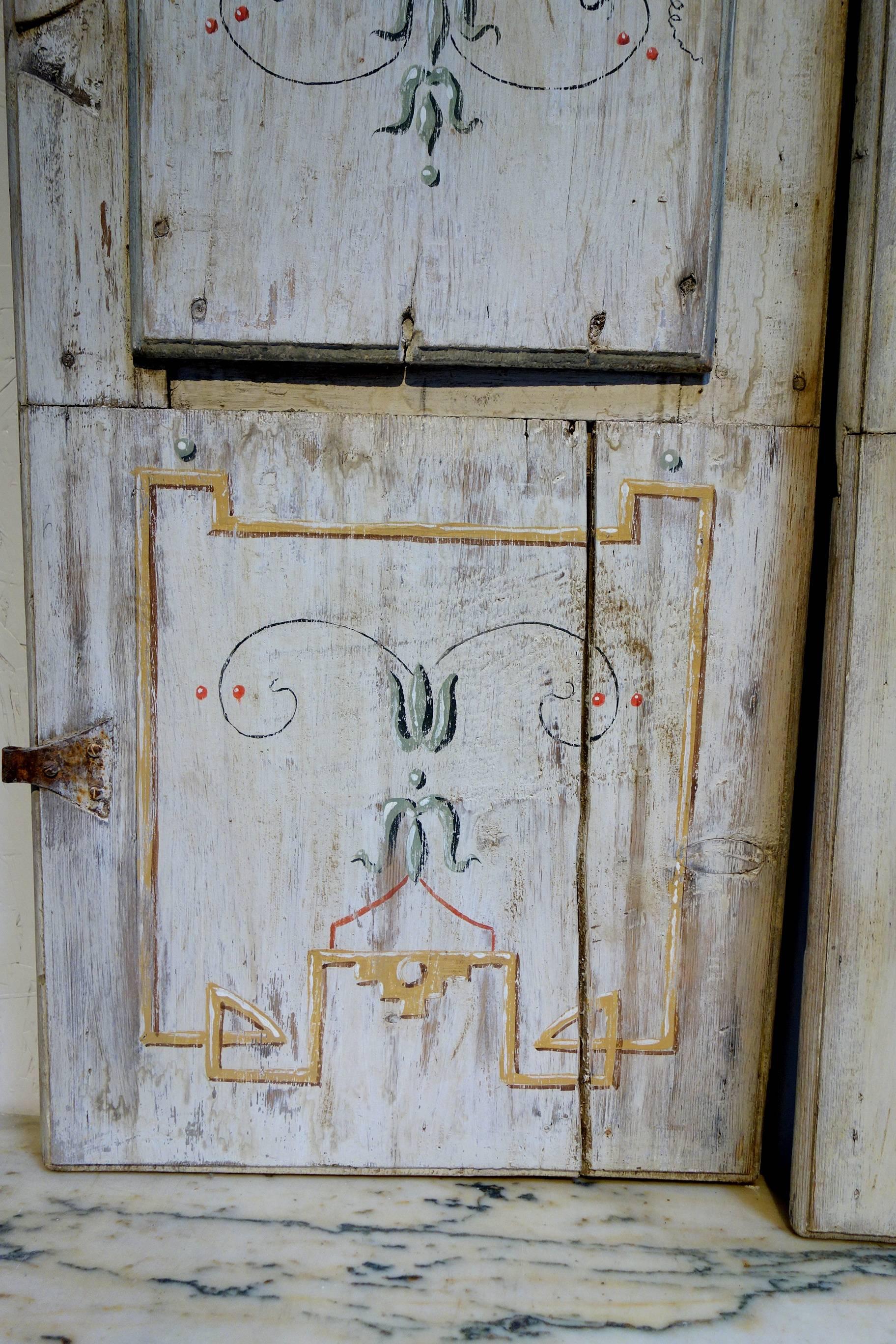 Antique Italian Pair of Hand Painted Door Panels from Arezzo Tuscany Circa 1820 3
