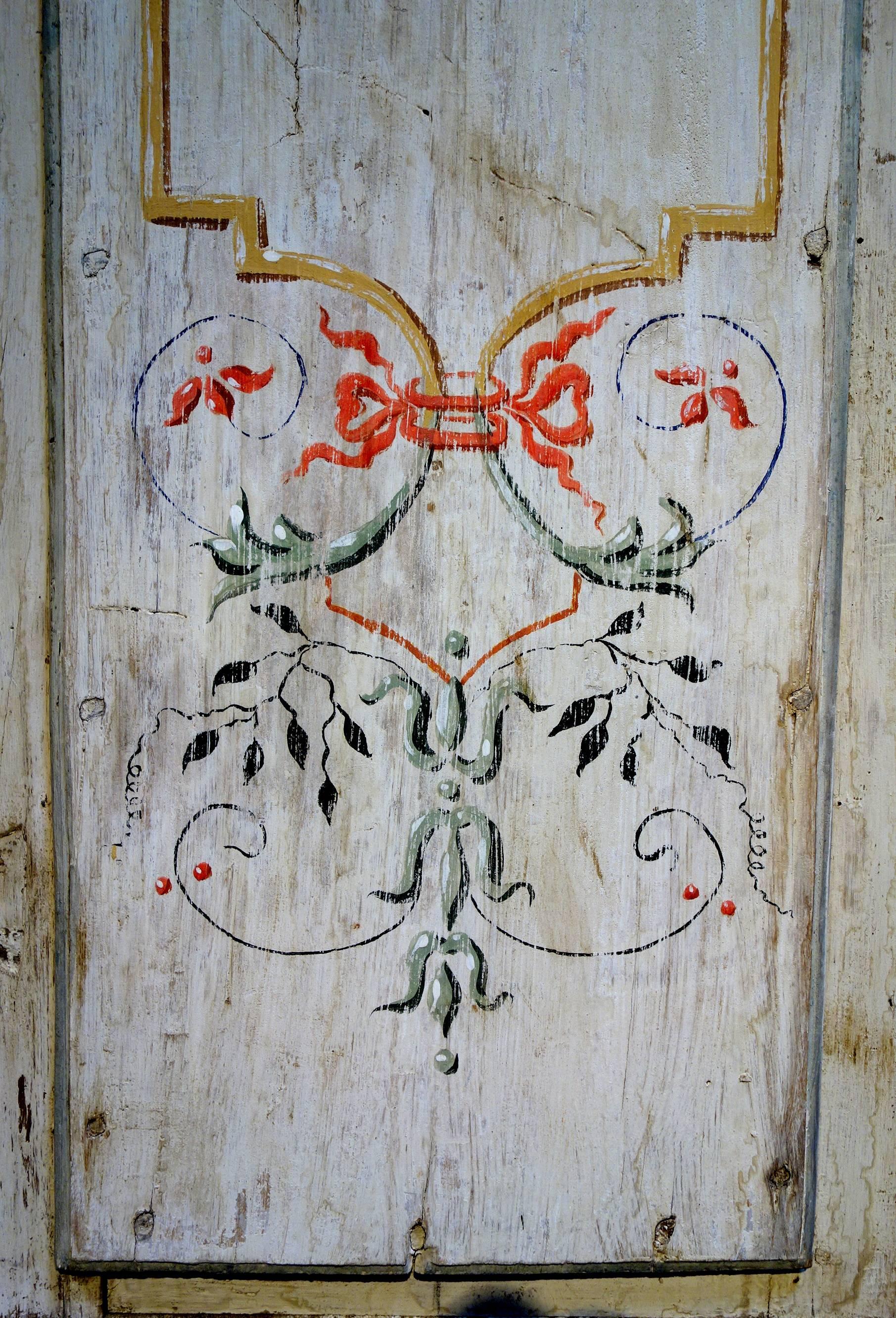 Antique Italian Pair of Hand Painted Door Panels from Arezzo Tuscany Circa 1820 4