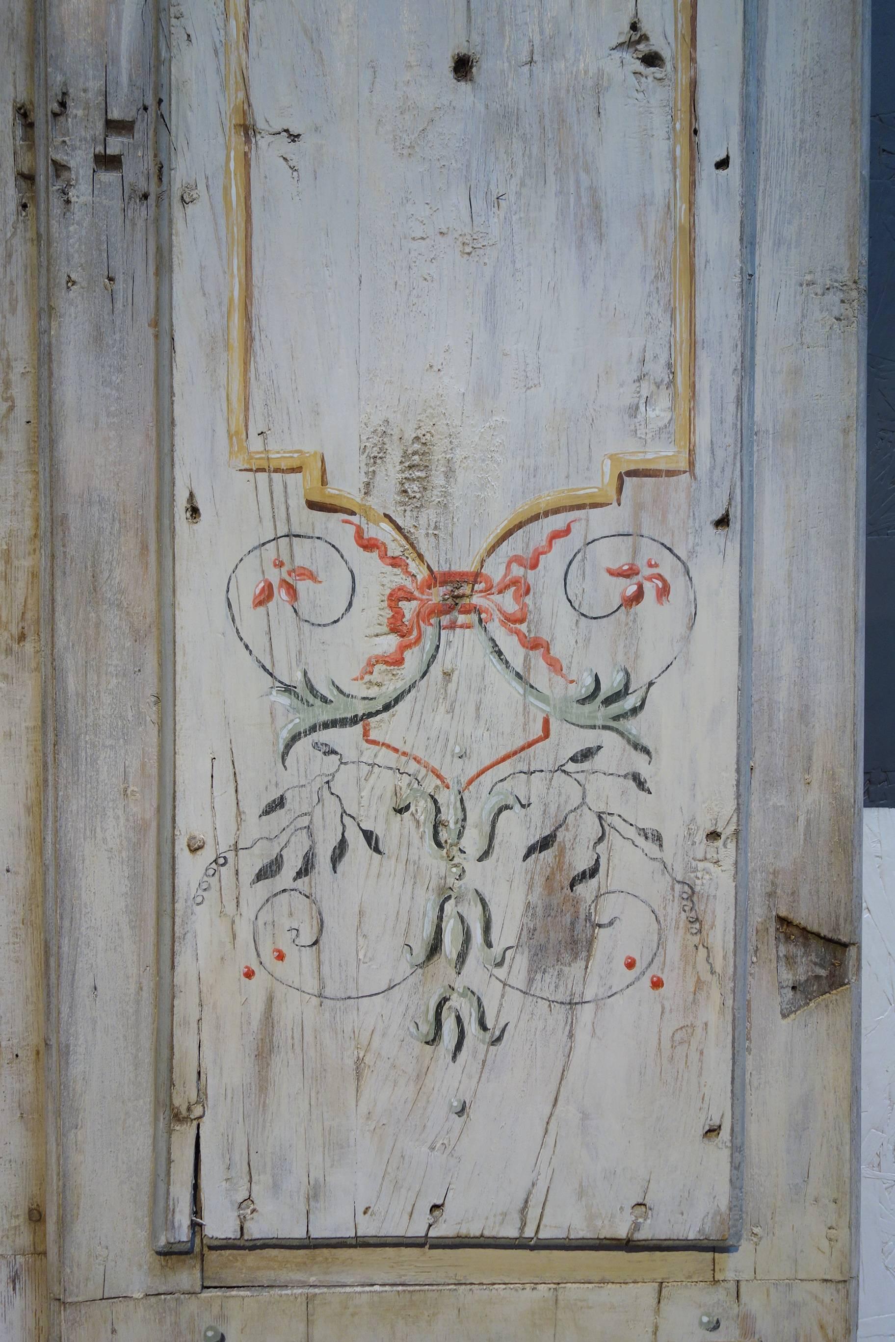Antique Italian Pair of Hand Painted Door Panels from Arezzo Tuscany Circa 1820 1