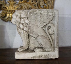 Antique Italian Pair of Winged Lion Bases Statuary from Lake Como, circa 1910