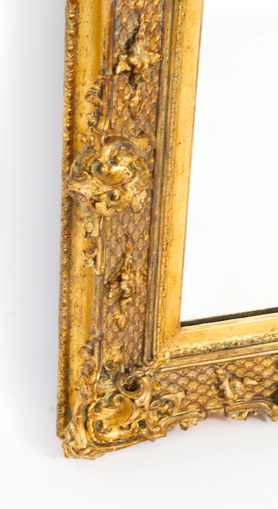 Antique Italian Parcel-Gilt Trumeau Mirror Painting, 19th Century 4