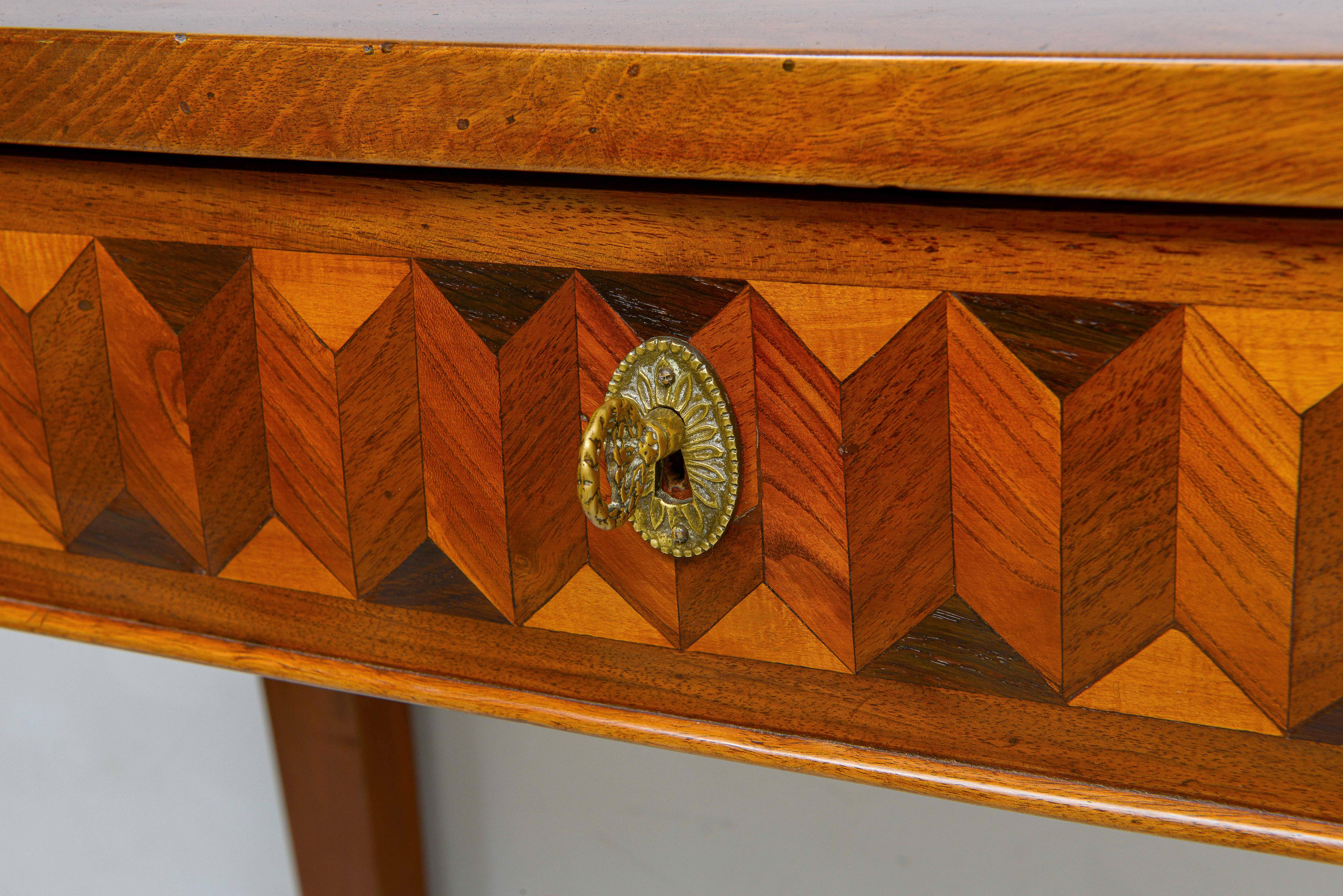 Hand-Crafted Antique Italian Parquetry Console Table  For Sale