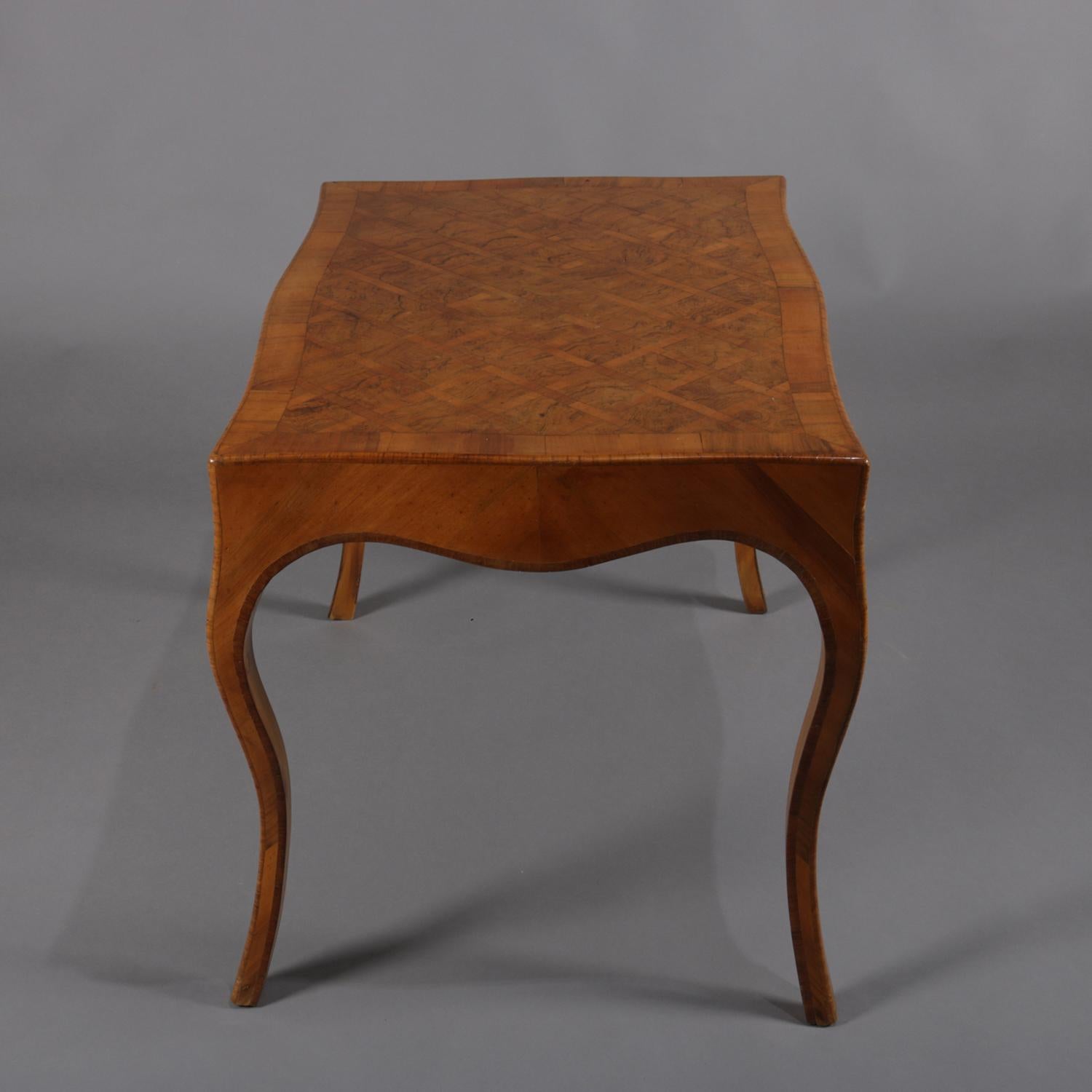 Inlay Antique Italian Parquetry Inlaid Mahogany Low Centre Cocktail Table 19th Century