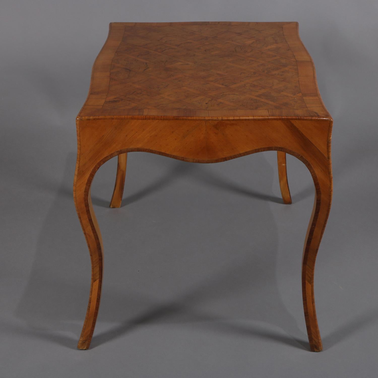 Antique Italian Parquetry Inlaid Mahogany Low Centre Cocktail Table 19th Century 1