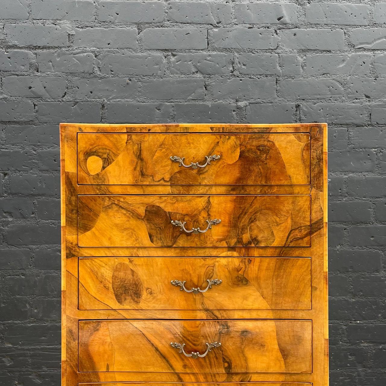 Antique Italian Patchwork Burl Chest of Drawers For Sale 5