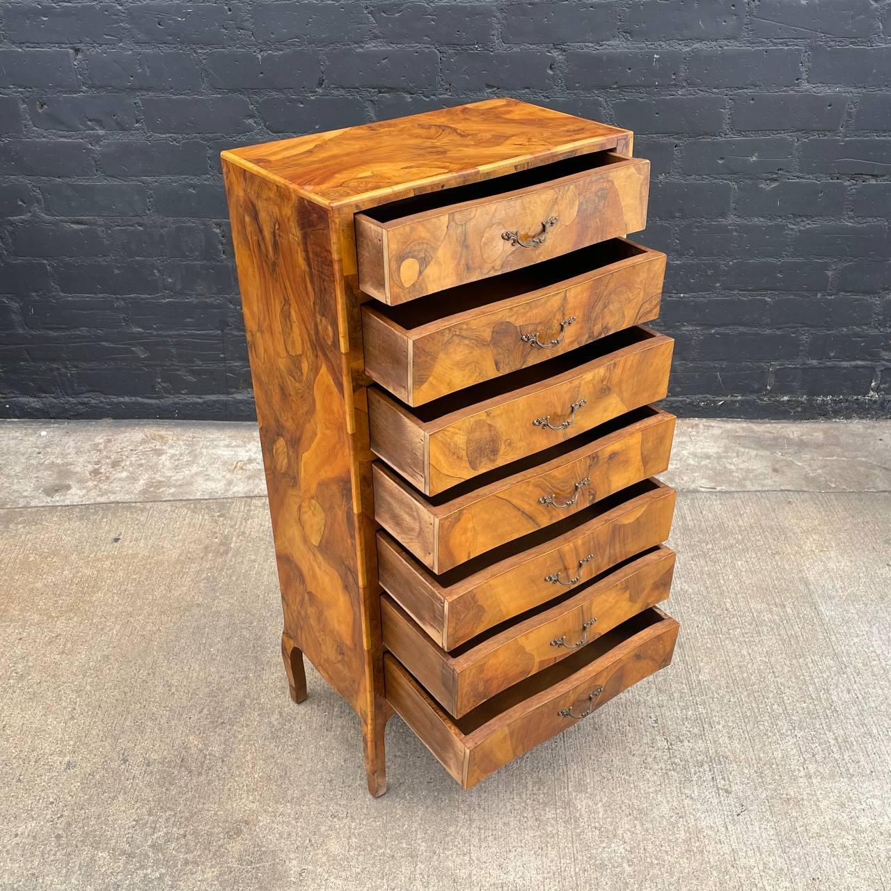 Antique Italian Patchwork Burl Chest of Drawers In Good Condition For Sale In Los Angeles, CA
