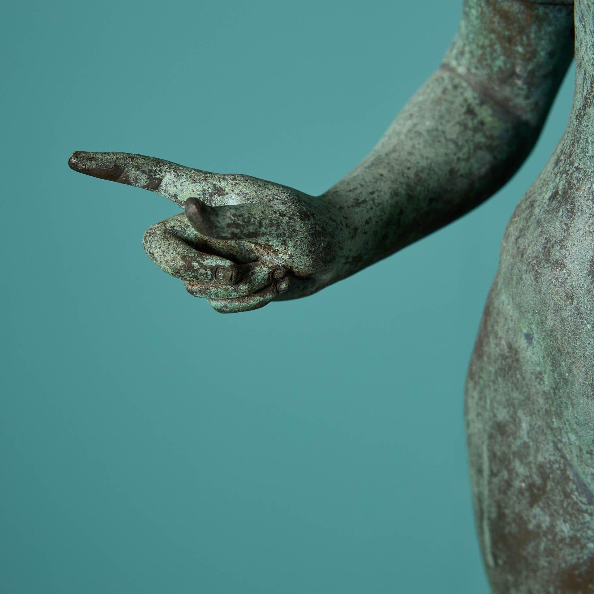 Antique Italian Patinated Bronze Statue of Narcissus In Fair Condition In Wormelow, Herefordshire