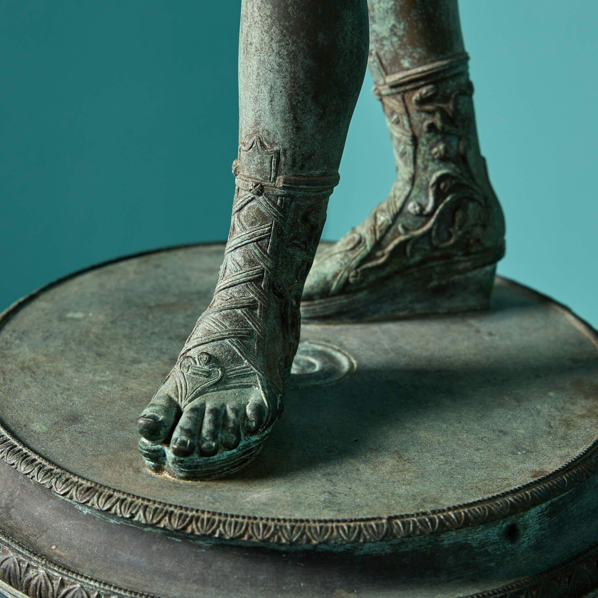 19th Century Antique Italian Patinated Bronze Statue of Narcissus