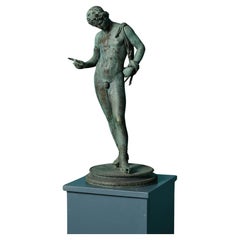 Antique Italian Patinated Bronze Statue of Narcissus